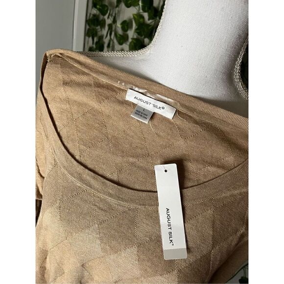 August Silk Tan Heather Cotton Blend Long Sleeve Tunic Top Size Large NWT - Picture 4 of 6